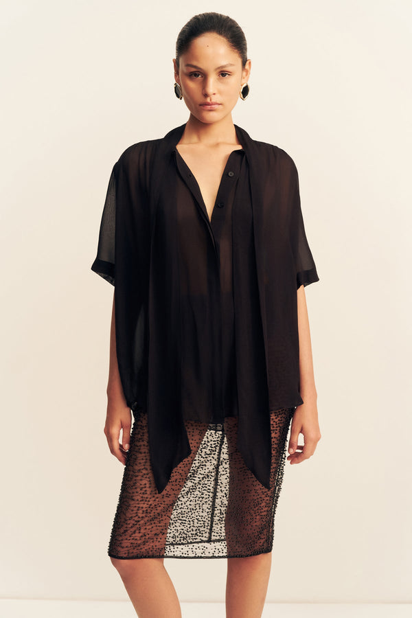 JUNO SCARF SHIRT - BLACK