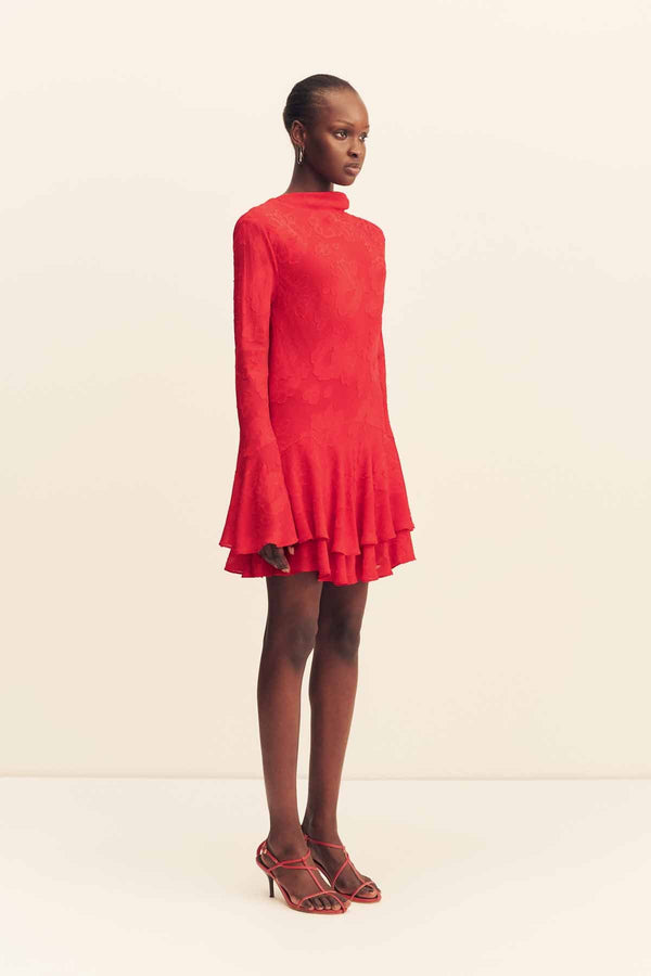 Shona Joy Bowery Long Sleeve Ruffle Mini Dress in Red - size Aus 12/US 8 Shona Joy Bowery Long Sleeve Ruffle Mini Dress in Red - size Aus 12/US 8
