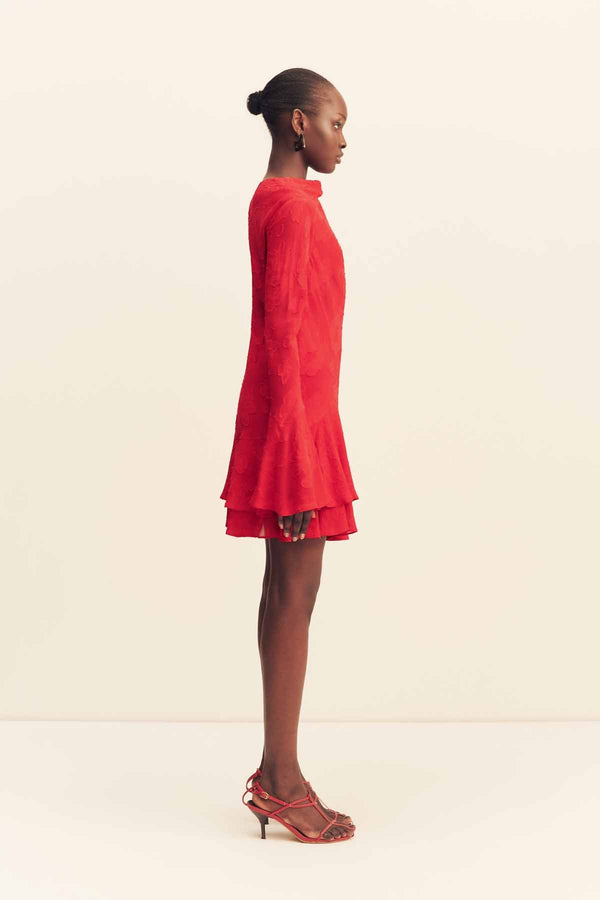 shona joy shirred mini dress Bowery Long Sleeve Ruffle Mini Dress | Cherry | Dresses