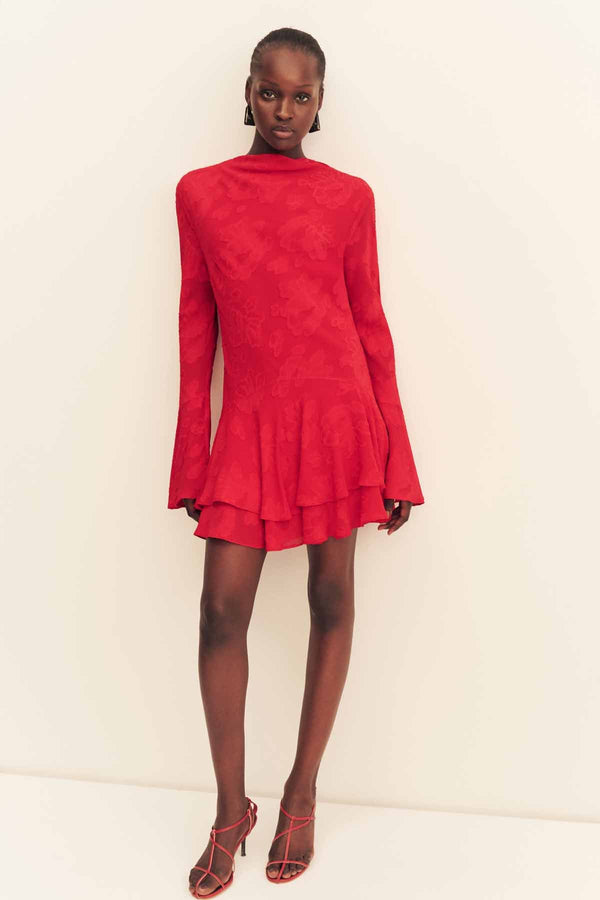 Shona Joy Bowery Long Sleeve Ruffle Mini Dress in Red - size Aus 12/US 8 Shona Joy Bowery Long Sleeve Ruffle Mini Dress in Red - size Aus 12/US 8