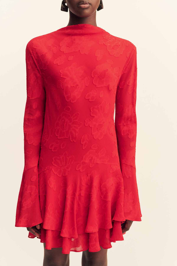 Shona Joy Bowery Long Sleeve Ruffle Mini Dress in Red - size Aus 12/US 8 Shona Joy Bowery Long Sleeve Ruffle Mini Dress in Red - size Aus 12/US 8