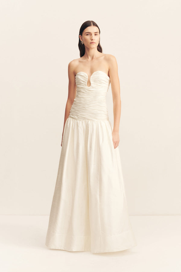 LUCERO PLEATED DROP WAIST GOWN_F