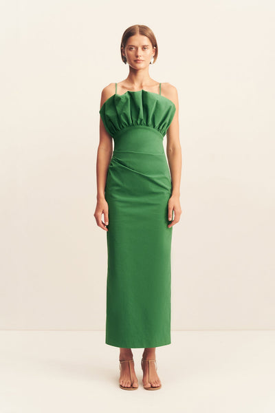 Campbell Bubble Bodice Midi Dress | Abundant Green | Dresses