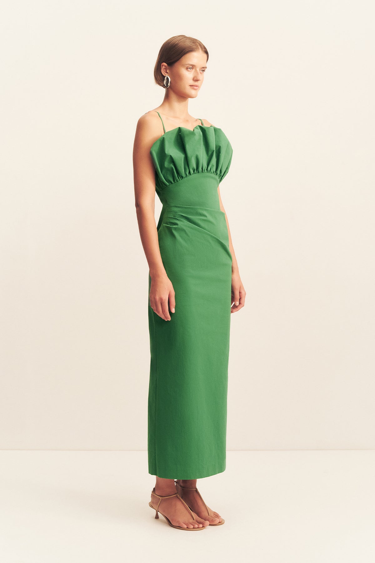 Campbell Bubble Bodice Midi Dress | Abundant Green | Dresses
