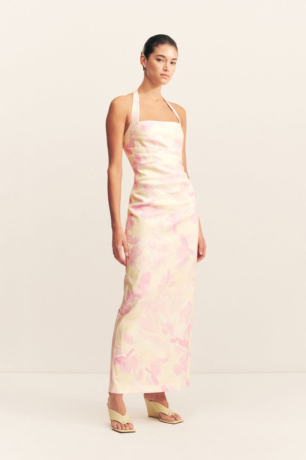 ADDISON DRAPED HALTER MAXI DRESS