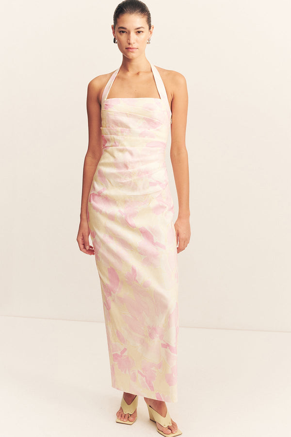 ADDISON DRAPED HALTER MAXI DRESS