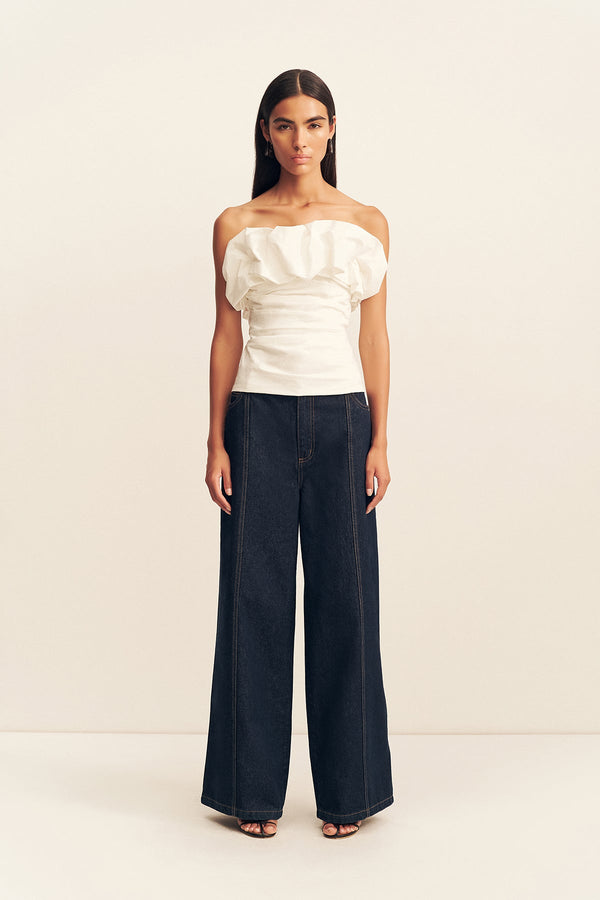 CAMPBELL STRAPLESS BUBBLE TOP - IVORY_F