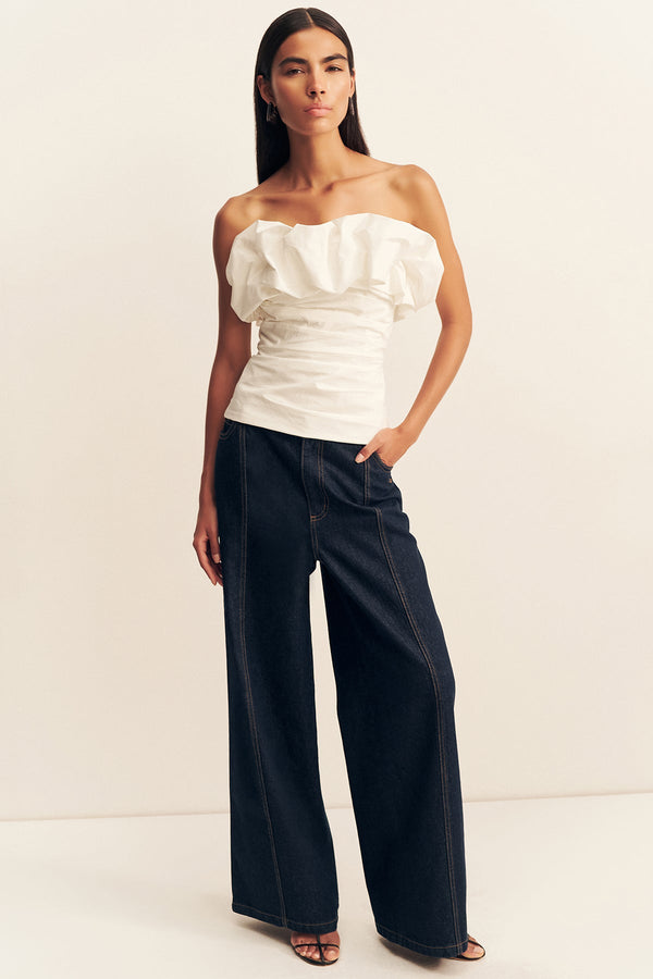 CAMPBELL STRAPLESS BUBBLE TOP - IVORY