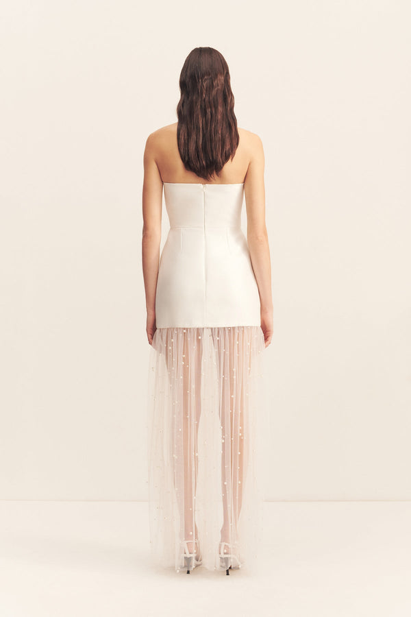 DEWDROP CONTRAST STRAPLESS MAXI DRESS