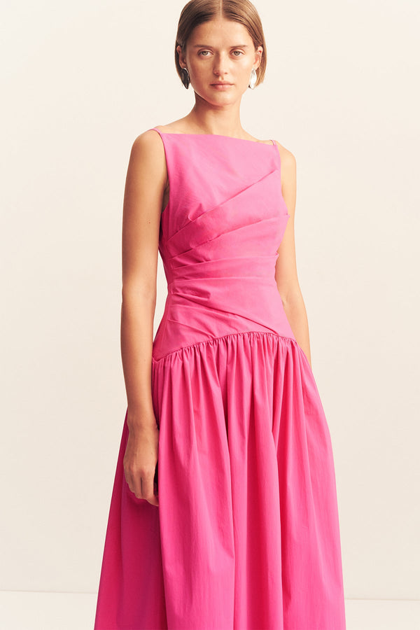CAMPBELL SQUARE NECK MAXI DRESS - VIVID PINK