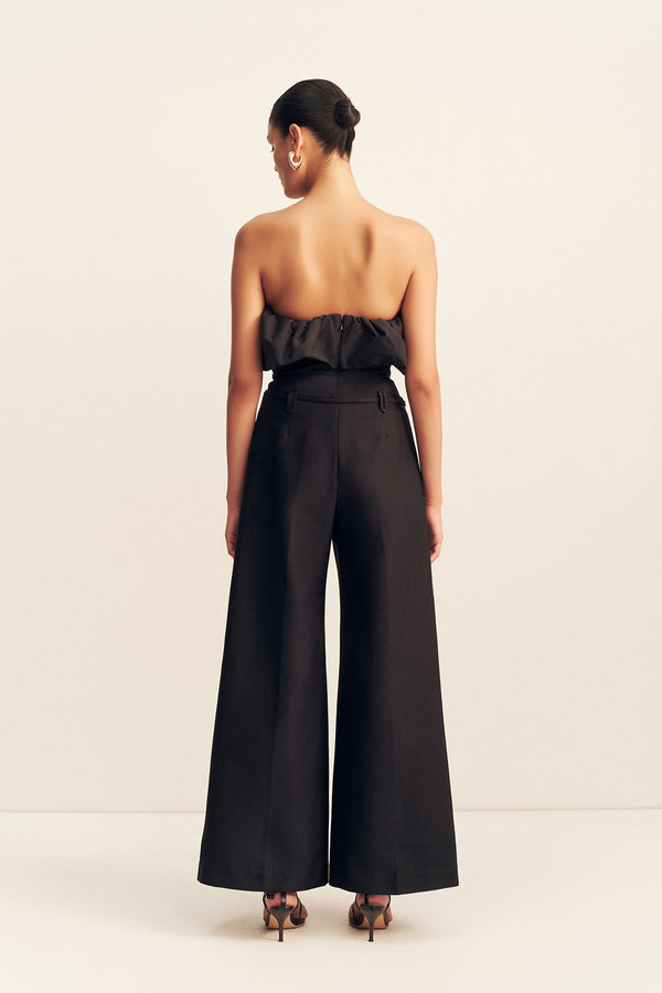 OTIS WIDE LEG BELTED PANT - BLACK