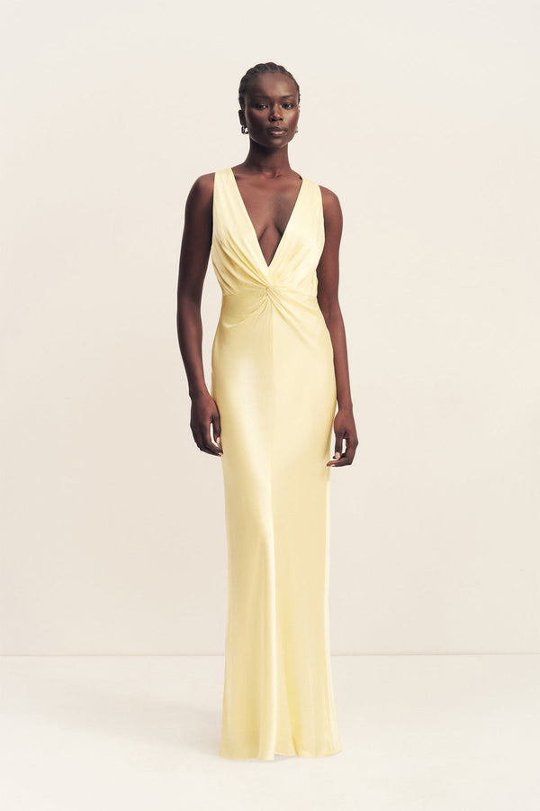 LA LUNE LOW TWIST MAXI DRESS - LEMON_F