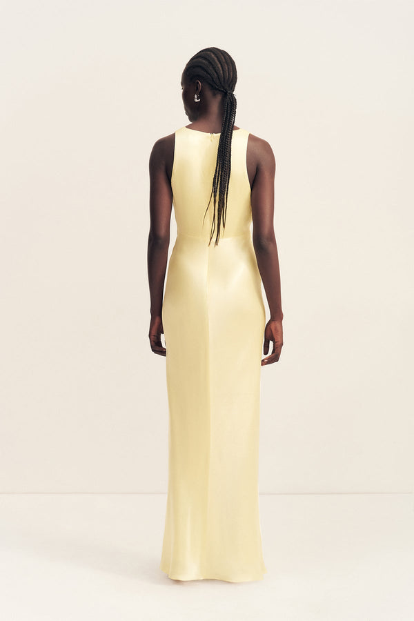 LA LUNE LOW TWIST MAXI DRESS - LEMON