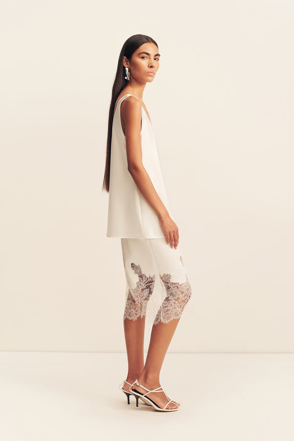 LUCIA LACE KNEE LENGTH SKIRT - IVORY