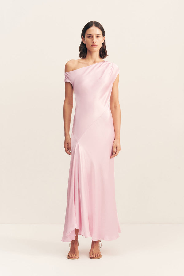 LA LUNE ASYMMETRICAL DRAPED MAXI DRESS - BLOSSOM_F