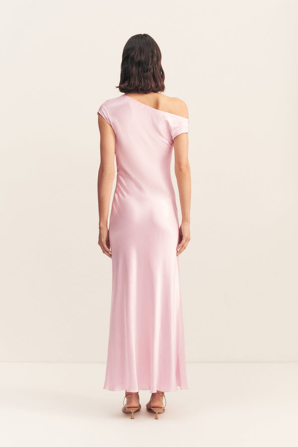 LA LUNE ASYMMETRICAL DRAPED MAXI DRESS - BLOSSOM