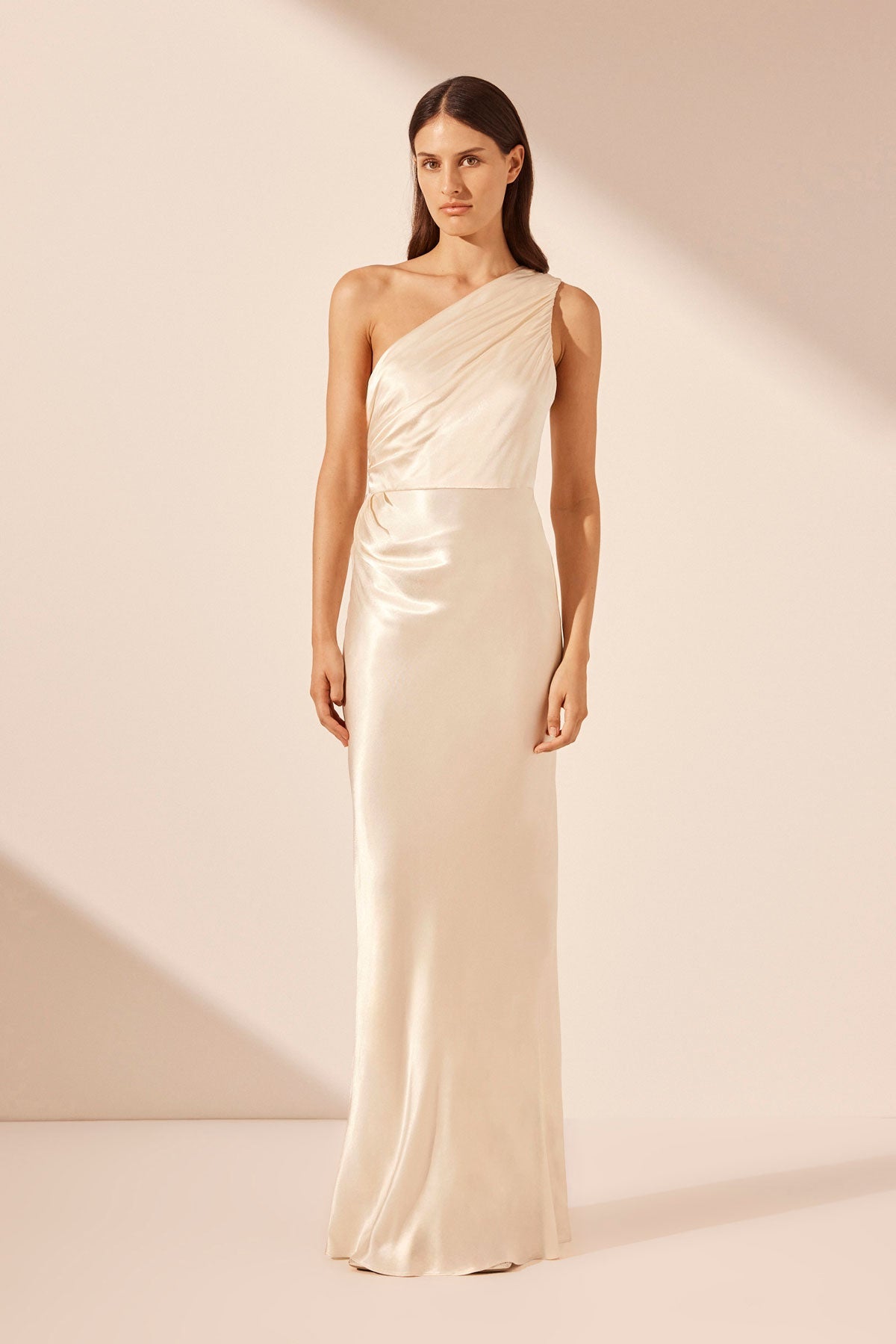 La Lune Gathered One Shoulder Maxi Dress | Cream | Dresses | Shona Joy –  Shona Joy International