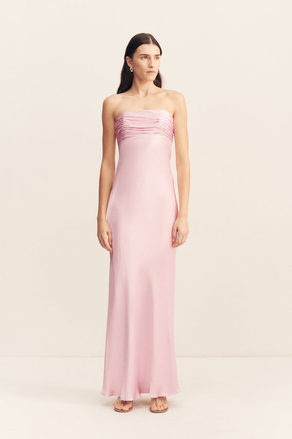 LA LUNE STRAPLESS RUCHED BODICE MAXI DRESS - BLOSSOM_F