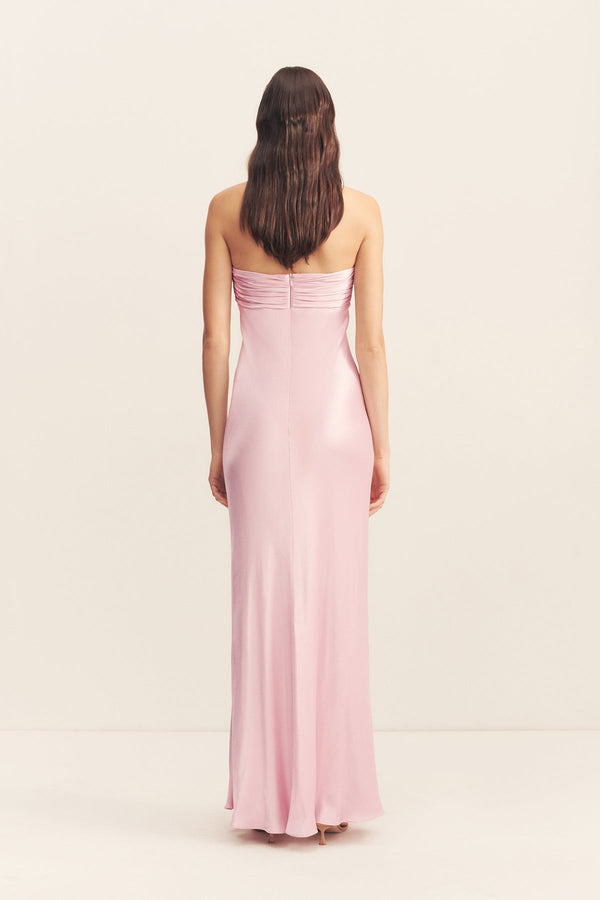 LA LUNE STRAPLESS RUCHED BODICE MAXI DRESS - BLOSSOM