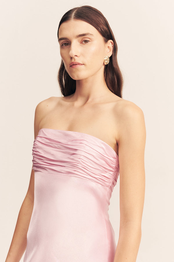 LA LUNE STRAPLESS RUCHED BODICE MAXI DRESS - BLOSSOM