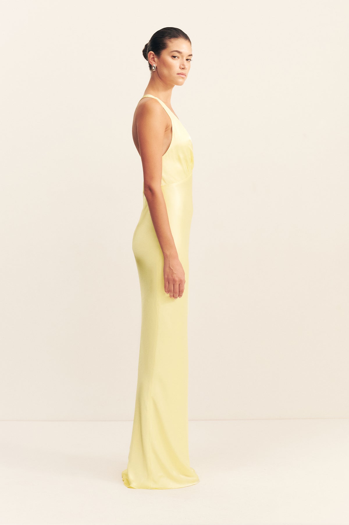 La Lune Plunged Cross Back Maxi Dress | Lemon | Dresses | Shona