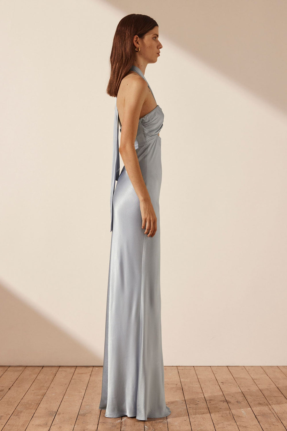 Shona Joy La Lune Corded Ruched Mini Dress - Powder Blue