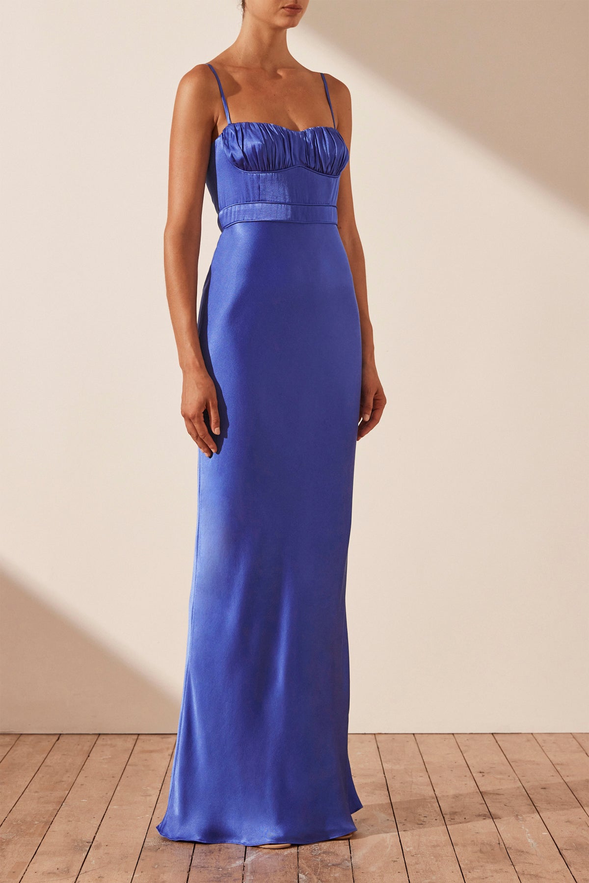 Oliviera Ruched Maxi Dress | Strong Blue | Dresses | Shona Joy