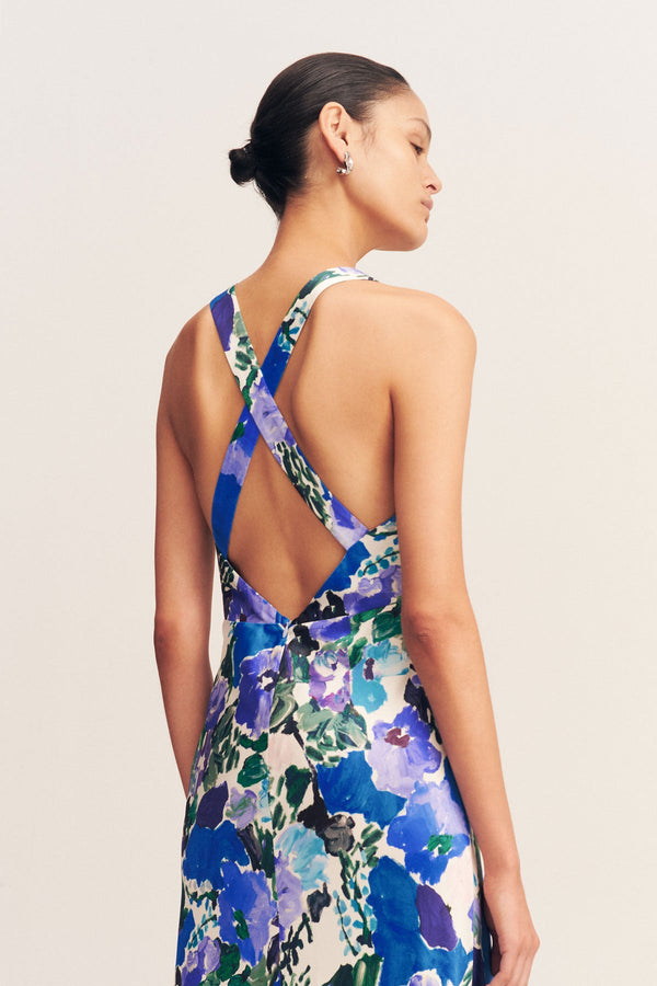 CURLEWIS PLUNGED CROSS BACK MAXI DRESS_D