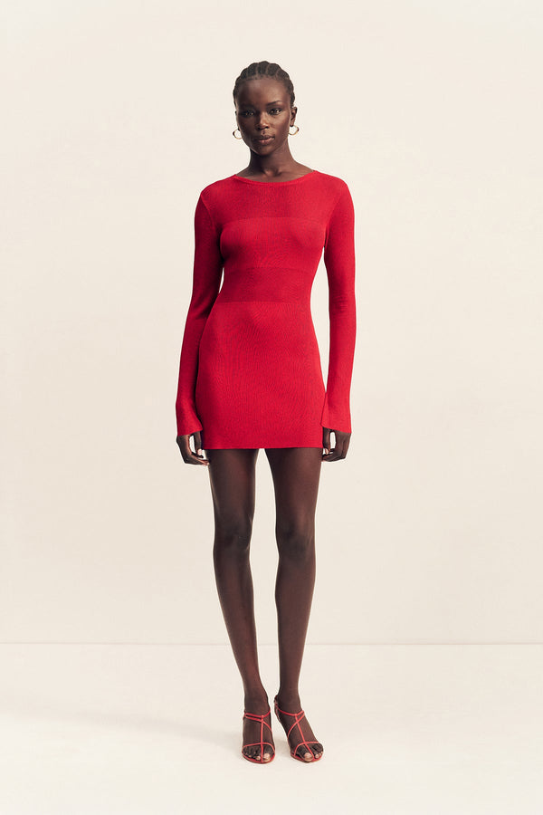 long sleeve short dresses Shona Joy - Rohe Sheer Knit Long Sleeve Mini Dress