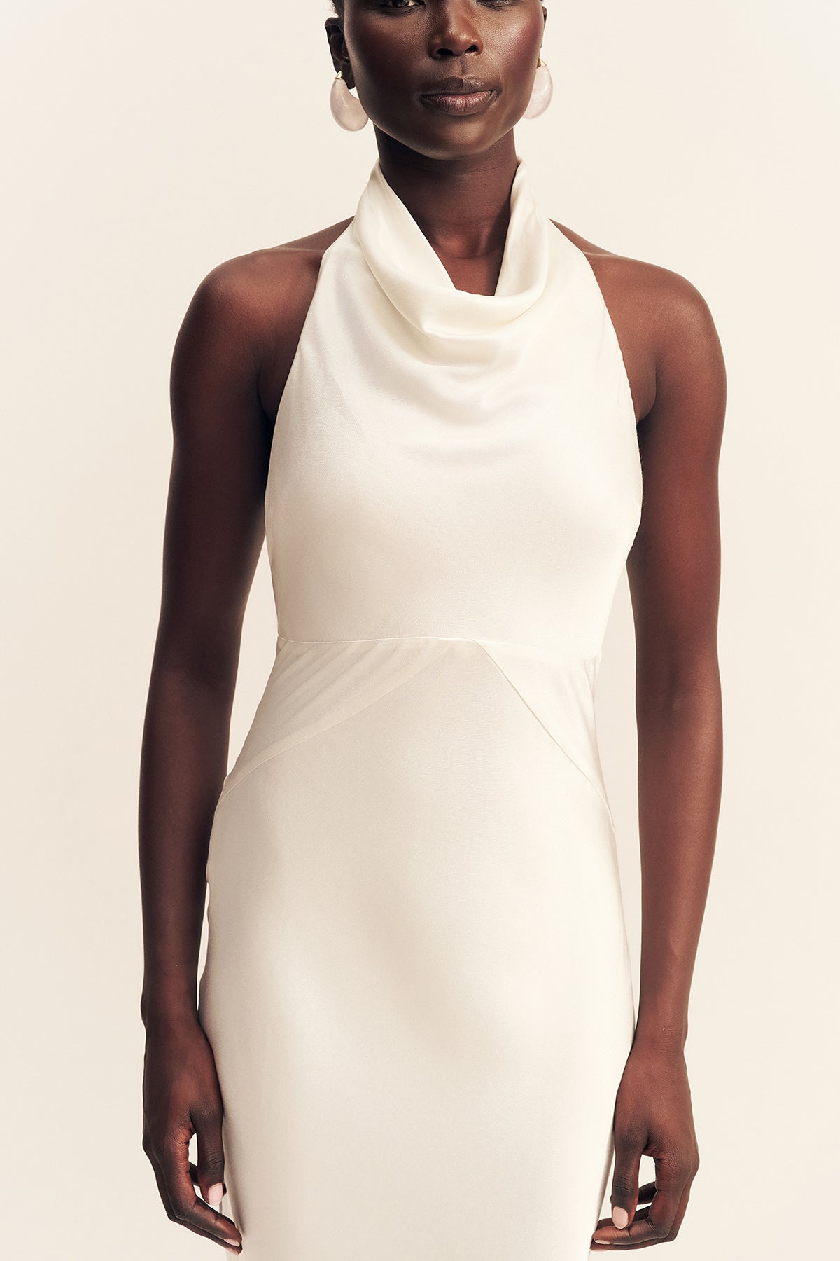 La Lune High Cowl Open Back Gown | White | Dresses | Shona Joy