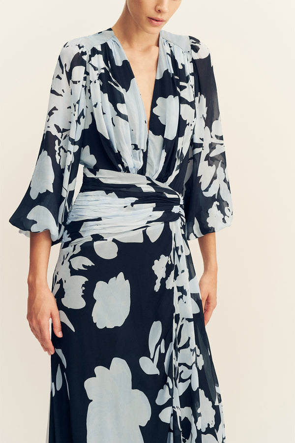 ruched maxi dress long sleeve CUPSHE Women's Ruched Maxi Dress High Neck Long Sleeves Smocked Tiered