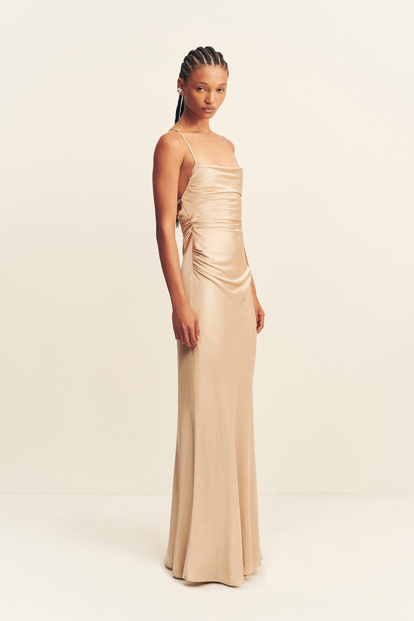 gold dress maxi Shona Joy - La Lune Lace Back - tone chain straps for Clarisse 810585 Wedding Dresses Bin-DRU-BX-Section N Color:Vintage Lilac