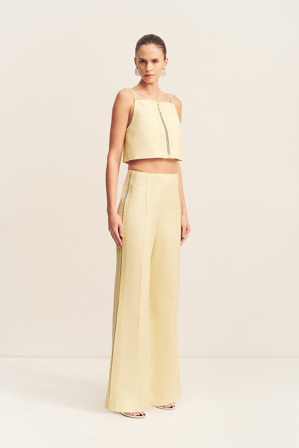 WRIGHT LACE LINEN BLEND CROPPED CAMI