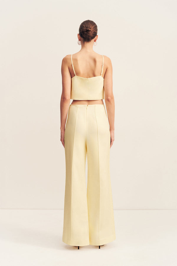 WRIGHT LACE LINEN BLEND CROPPED CAMI