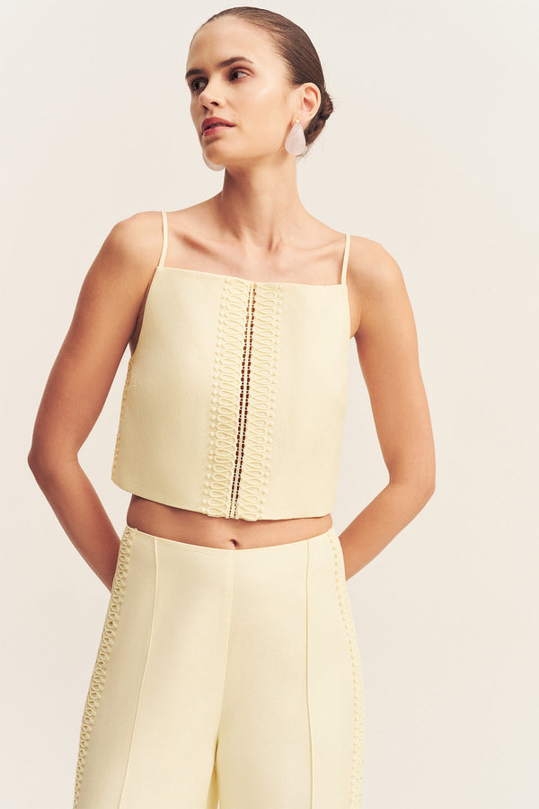 WRIGHT LACE LINEN BLEND CROPPED CAMI