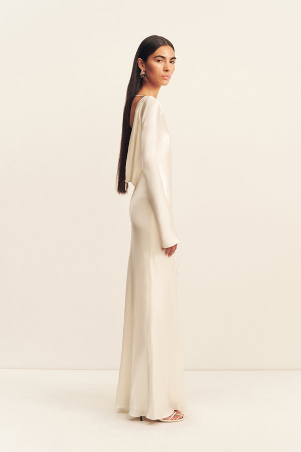 La Lune Cumulus Silk Backless Lace Split Maxi Dress | Ivory | Dresses | Shona Joy Shona Joy US La Lune Cumulus Silk Backless Lace Split Maxi Dress | Ivory | Dresses | Shona Joy Shona Joy US