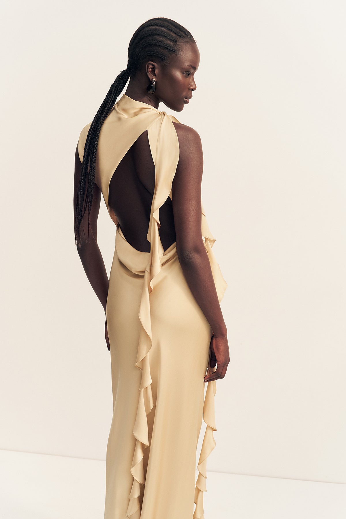 Agnes Draped Ruffle Maxi Dress | Oat | Dresses | Shona Joy – Shona