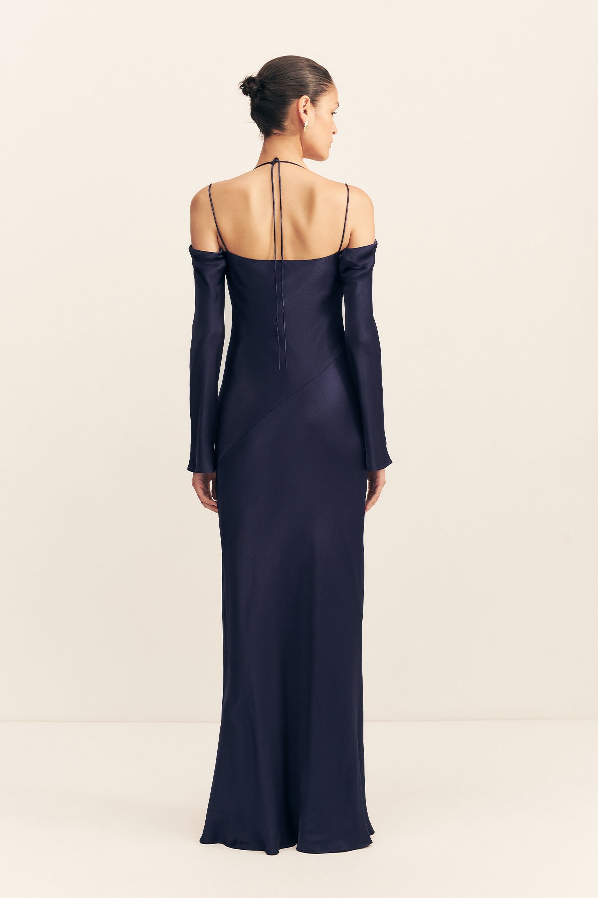La Lune Off Shoulder Tie Maxi Dress | Midnight | Dresses | Shona