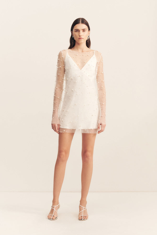 OPALINE SHEER PEARL MINI DRESS_F