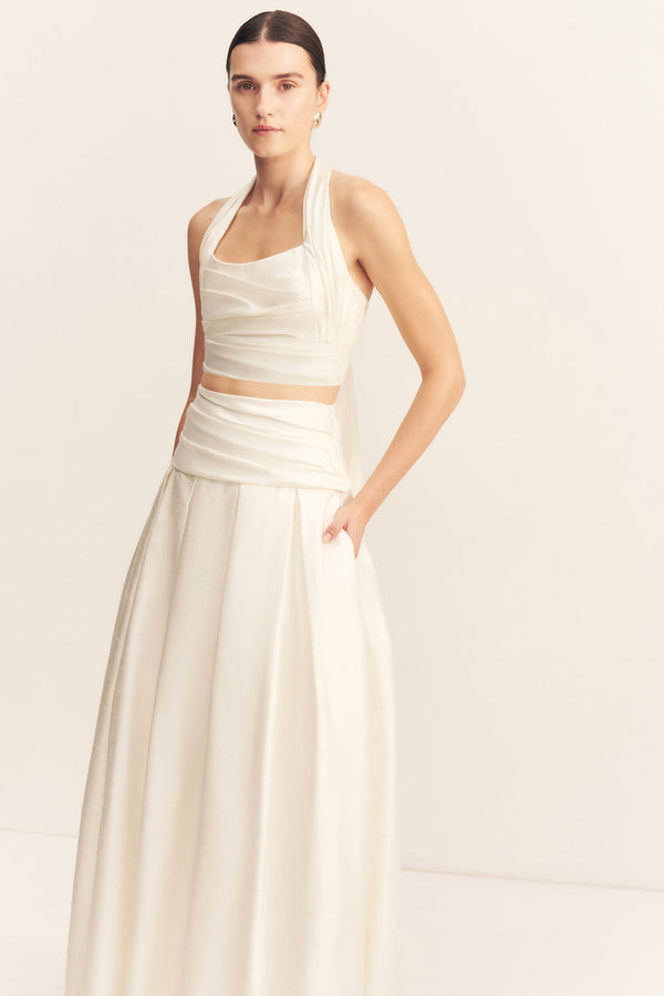 LUCERO SILK HALTER NECK TOP