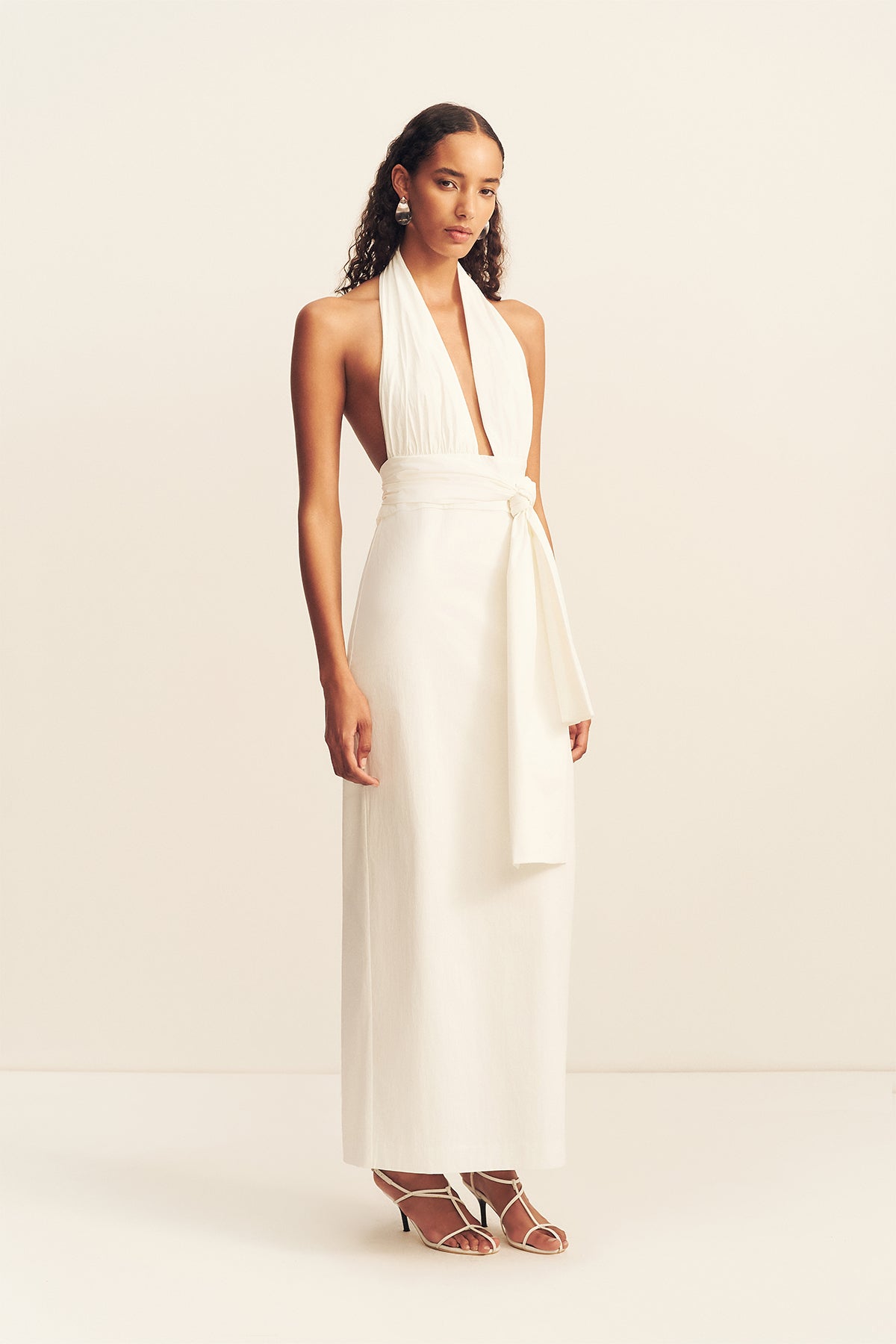 Campbell Halter Plunged Maxi Dress | Ivory | Dresses | Shona Joy