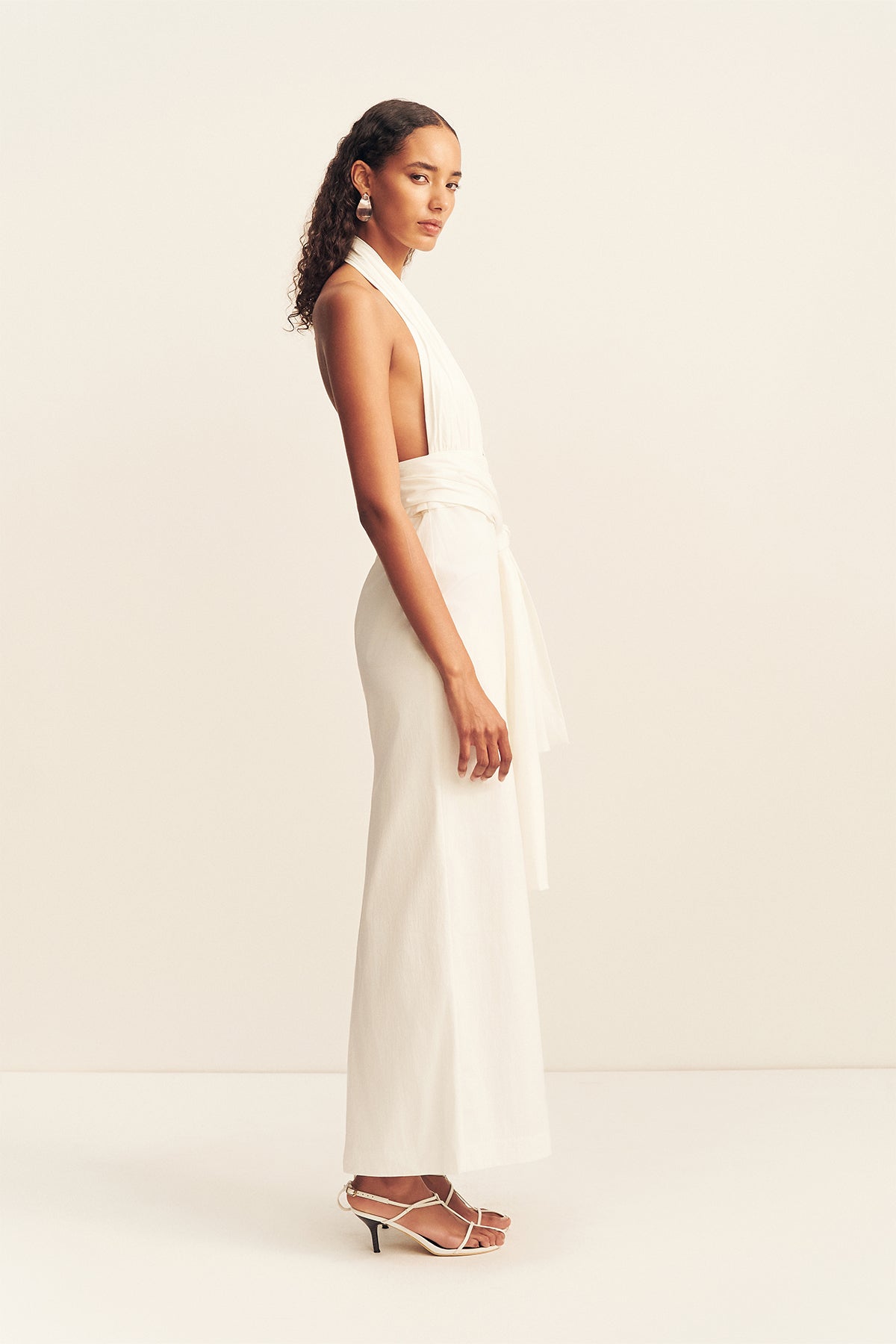 Campbell Halter Plunged Maxi Dress | Ivory | Dresses | Shona Joy