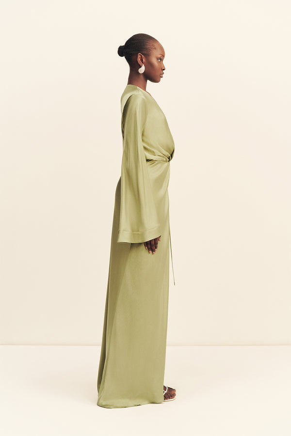 La Lune Long Sleeve Wrap Maxi Dress | Fern | Dresses