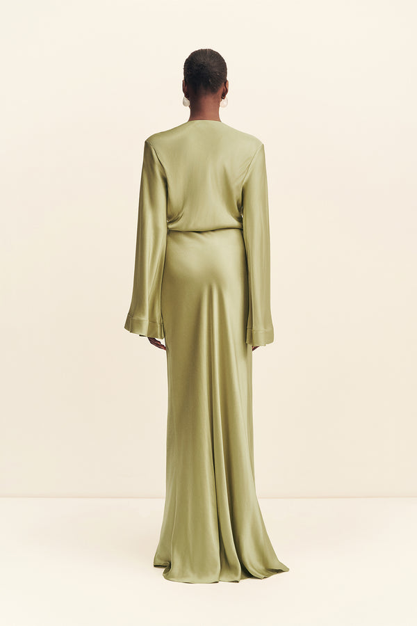 La Lune Long Sleeve Wrap Maxi Dress | Fern | Dresses