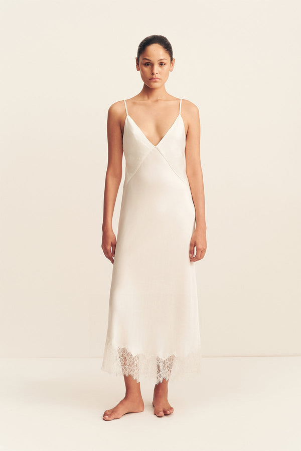 LUSTRE LACE SLIP MIDI DRESS - IVORY_F