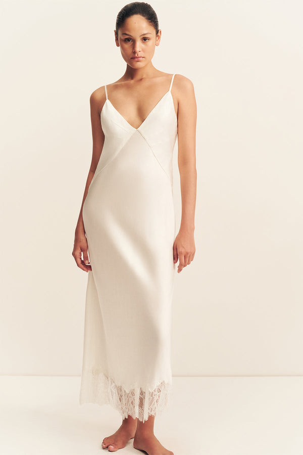 ivory midi slip dress V-Neck Midi Slip