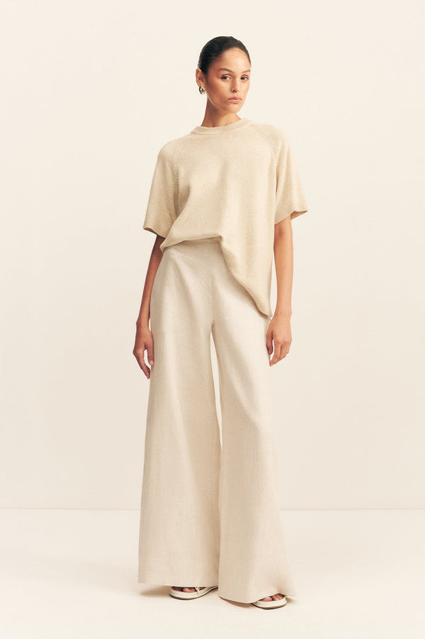 ELLIOT HIGH WAISTED WIDE LEG PANT - PARCHMENT_F