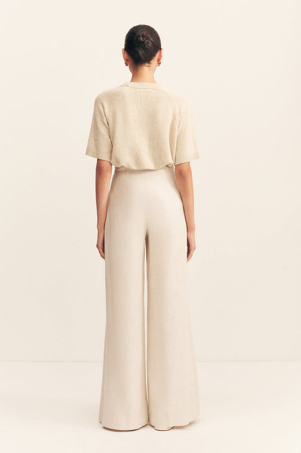 ELLIOT HIGH WAISTED WIDE LEG PANT - PARCHMENT