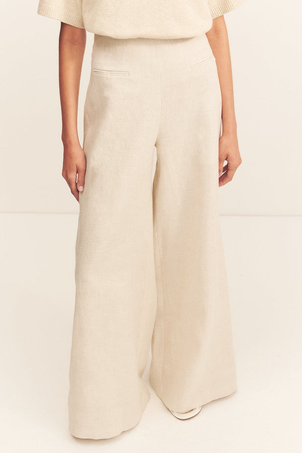 ELLIOT HIGH WAISTED WIDE LEG PANT - PARCHMENT