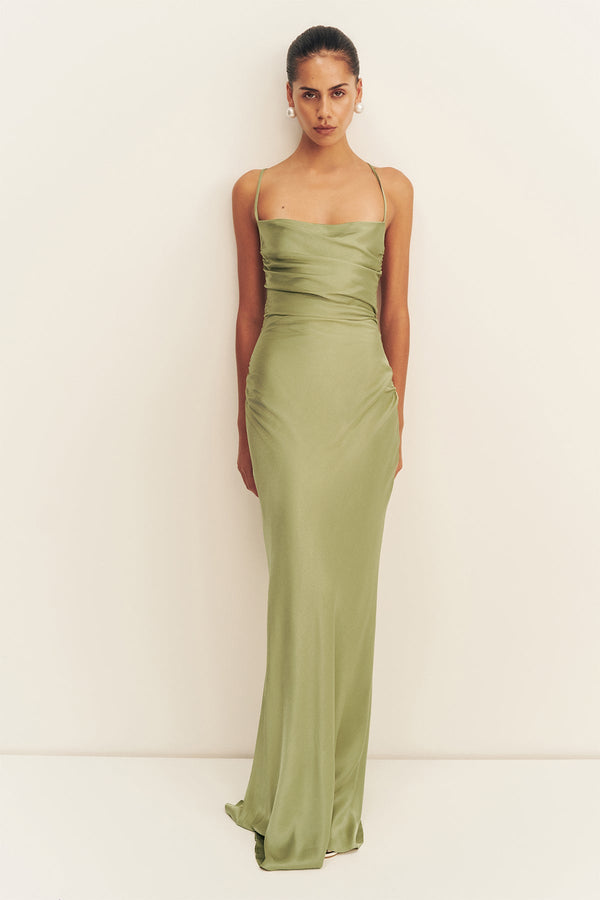 LA LUNE LACE BACK MAXI DRESS - FERN